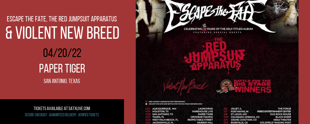Escape The Fate, The Red Jumpsuit Apparatus & Violent New Breed at Paper Tiger